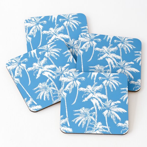 Item preview, Tropical white palms with a blue background designed and sold by dcrc.