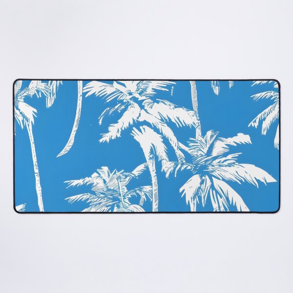 Item preview, Tropical white palms with a blue background designed and sold by dcrc.
