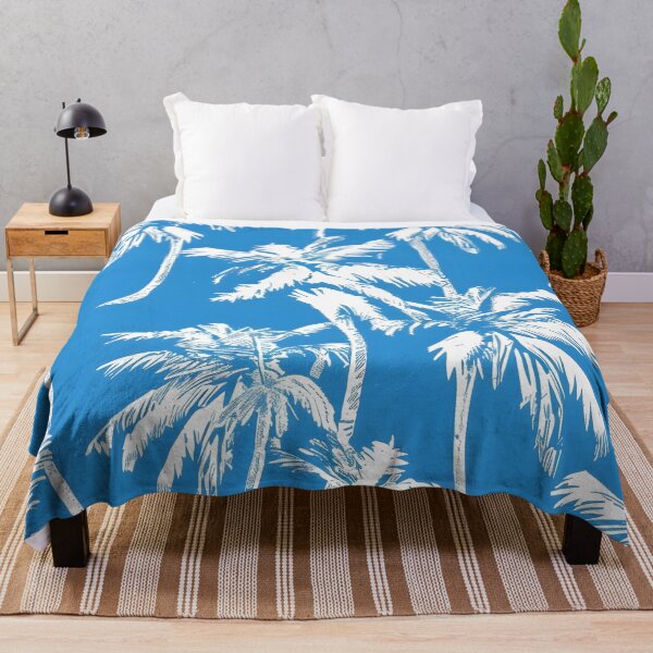 Item preview, Tropical white palms with a blue background designed and sold by dcrc.
