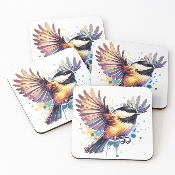 Item preview, Watercolor Flying Carolina Chickadee  designed and sold by TheAnimalZ00.