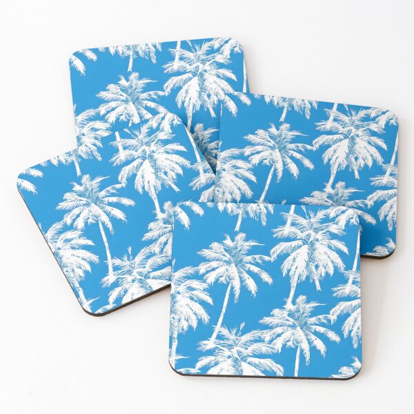 Item preview, Tropical white palms with a blue background designed and sold by dcrc.
