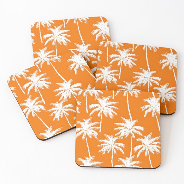 Item preview, tropical white palms with a orange background designed and sold by dcrc.