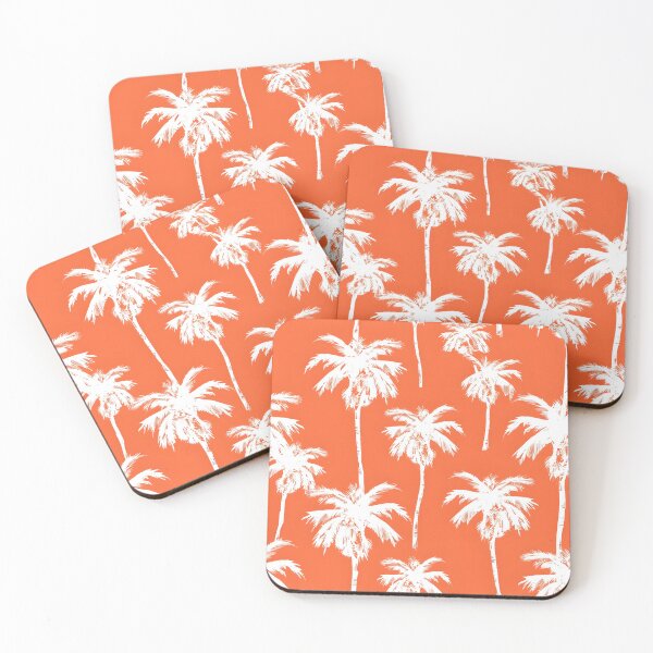 Item preview, tropical white palms with an orange background designed and sold by dcrc.