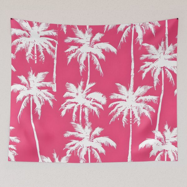 Item preview, tropical white palms with a pink background designed and sold by dcrc.