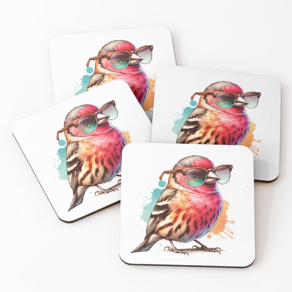 Item preview, Watercolor House Finch Wearing Sunglasses designed and sold by TheAnimalZ00.