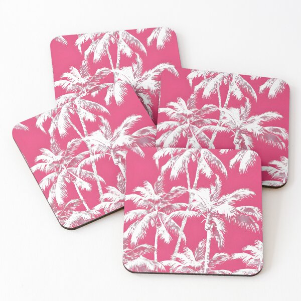 Item preview, tropical white palms with a pink background designed and sold by dcrc.