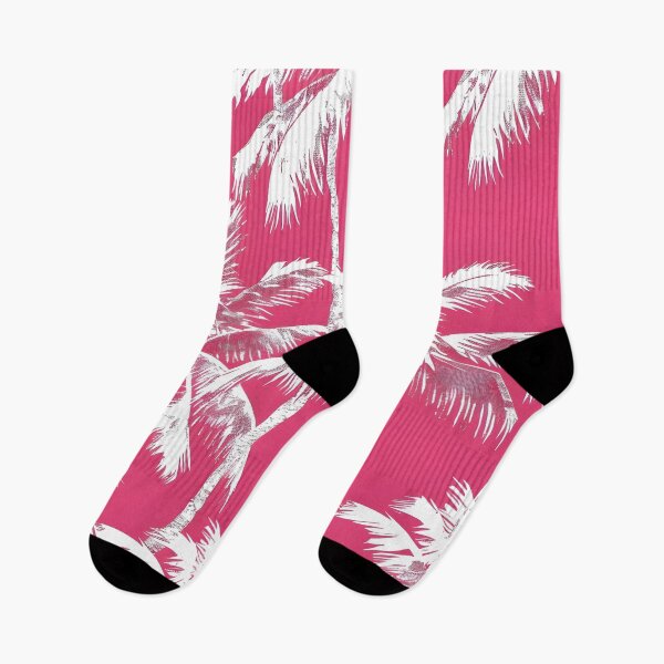 Item preview, tropical white palms with a pink background designed and sold by dcrc.