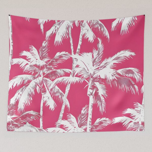 Item preview, tropical white palms with a pink background designed and sold by dcrc.