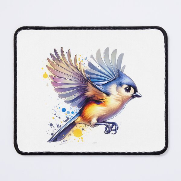 Item preview, Watercolor Flying Tufted Titmouse designed and sold by TheAnimalZ00.