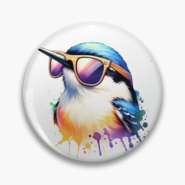 Item preview, Watercolor White Breasted Nuthatch Wearing Sunglasses designed and sold by TheAnimalZ00.