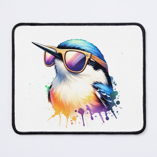 Item preview, Watercolor White Breasted Nuthatch Wearing Sunglasses designed and sold by TheAnimalZ00.