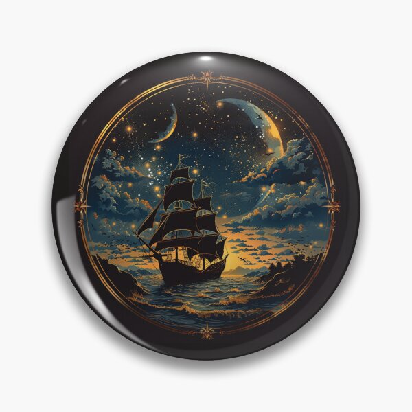 Item preview, Evening Moon Light Viking Ship in the Harbor designed and sold by CarpanaBay.