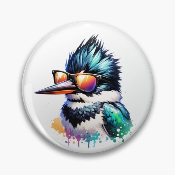 Item preview, Watercolor Belted Kingfisher Wearing Sunglasses designed and sold by TheAnimalZ00.