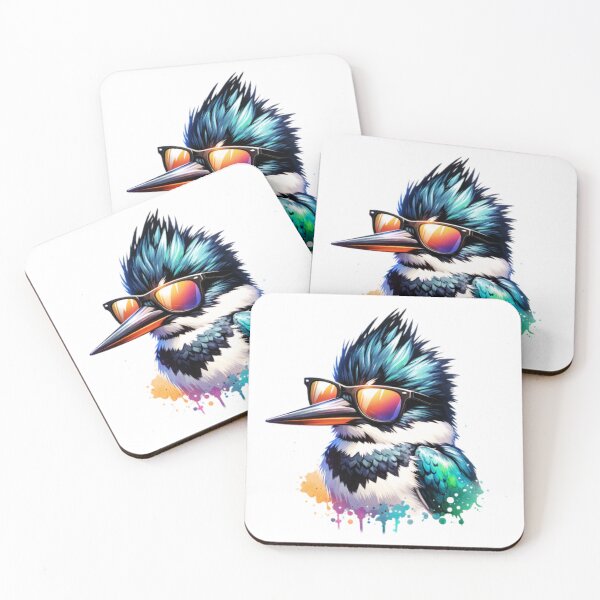 Item preview, Watercolor Belted Kingfisher Wearing Sunglasses designed and sold by TheAnimalZ00.