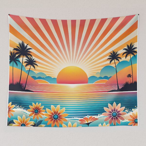 Item preview, Groovy Retro Vintage 70s Colorful Beach Summer Sunset designed and sold by Prints and Lifestyle.