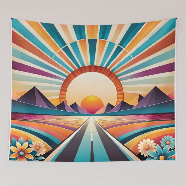 Item preview, Groovy Retro Vintage 70s Colorful Desert Summer Sunrise designed and sold by Prints and Lifestyle.