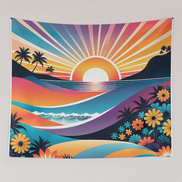 Item preview, Groovy Retro Vintage 70s Colorful Beach Summer Sunset designed and sold by Prints and Lifestyle.