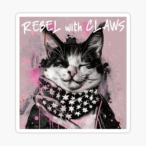 Item preview, Rebel with Claws Cute Cat designed and sold by TwylaRaeDesigns.