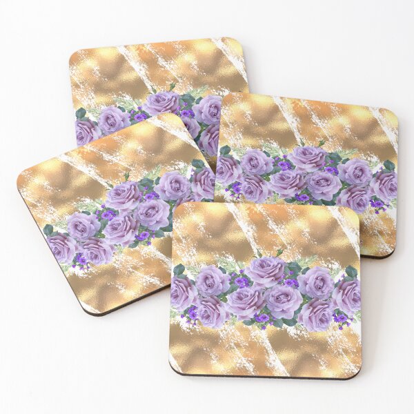 Item preview, Soft Purple Roses on a Gold Background designed and sold by southerndoll67.