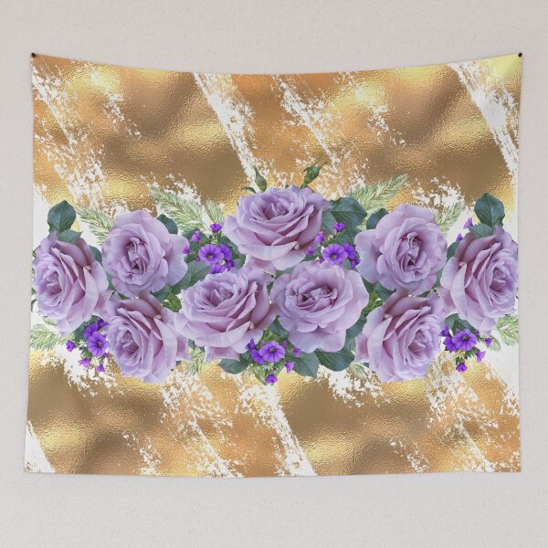 Item preview, Soft Purple Roses on a Gold Background designed and sold by southerndoll67.