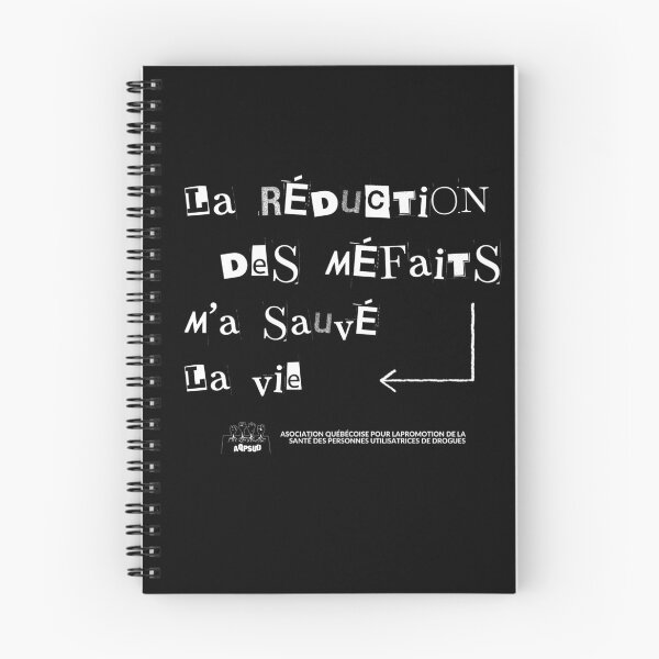 Aperçu de l'œuvre La réduction des méfaits m'a sauvé la vie, flèche créée et vendue par AQPSUD.