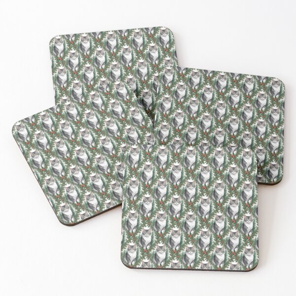 Item preview, Cute Cartoon-Style Maine Cat With Pine Pattern designed and sold by taiche.