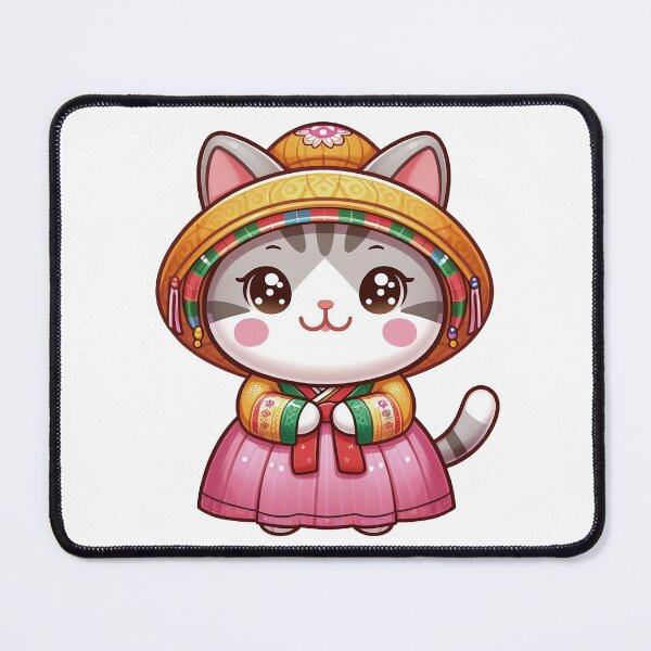 Item preview, cat wearing hanbok designed and sold by lovelybong.