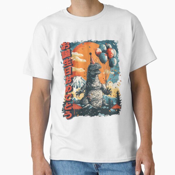 Item preview, Ferocious Birthday Party Kaiju Disrupts Peaceful Japanese Scenery designed and sold by 271Studio.