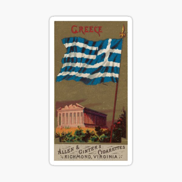 Item preview, Greece Flag and Parthenon Athens Vintage Art designed and sold by VivaVibeStyle.