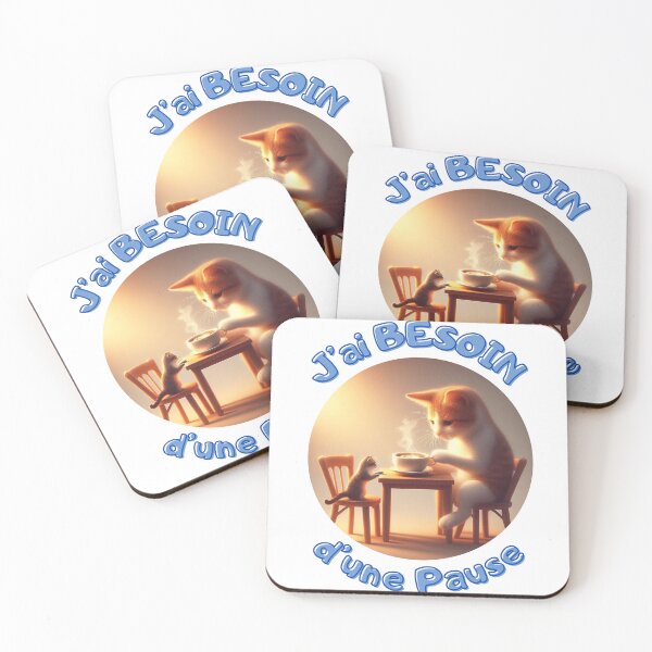 Item preview, J'ai besoin d'une pause _ chats qui boient un café designed and sold by Krea-kassandra.