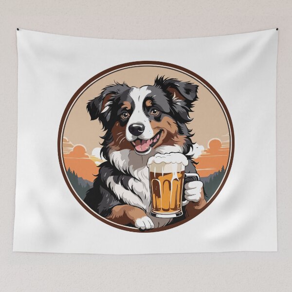 Item preview, Australian Shepherd Dog Having a Beer designed and sold by Ameiva-Apparel.