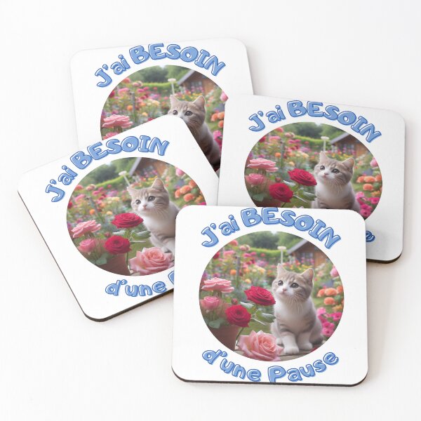 Item preview, J'ai besoin d'une pause _ chat qui sent une fleur designed and sold by Krea-kassandra.