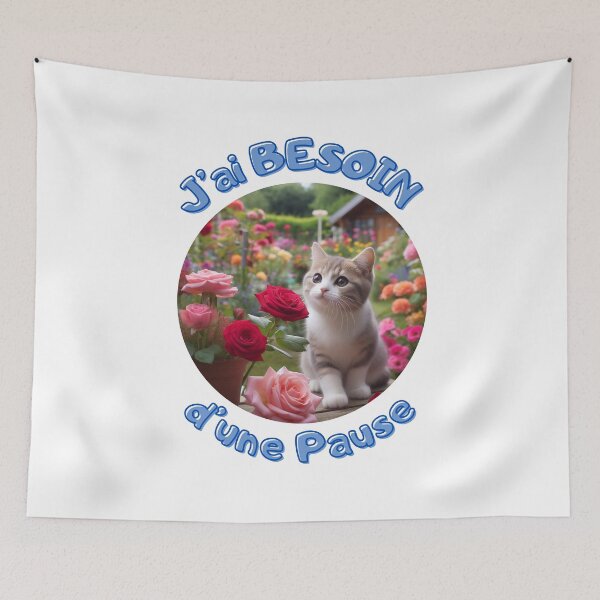 Item preview, J'ai besoin d'une pause _ chat qui sent une fleur designed and sold by Krea-kassandra.