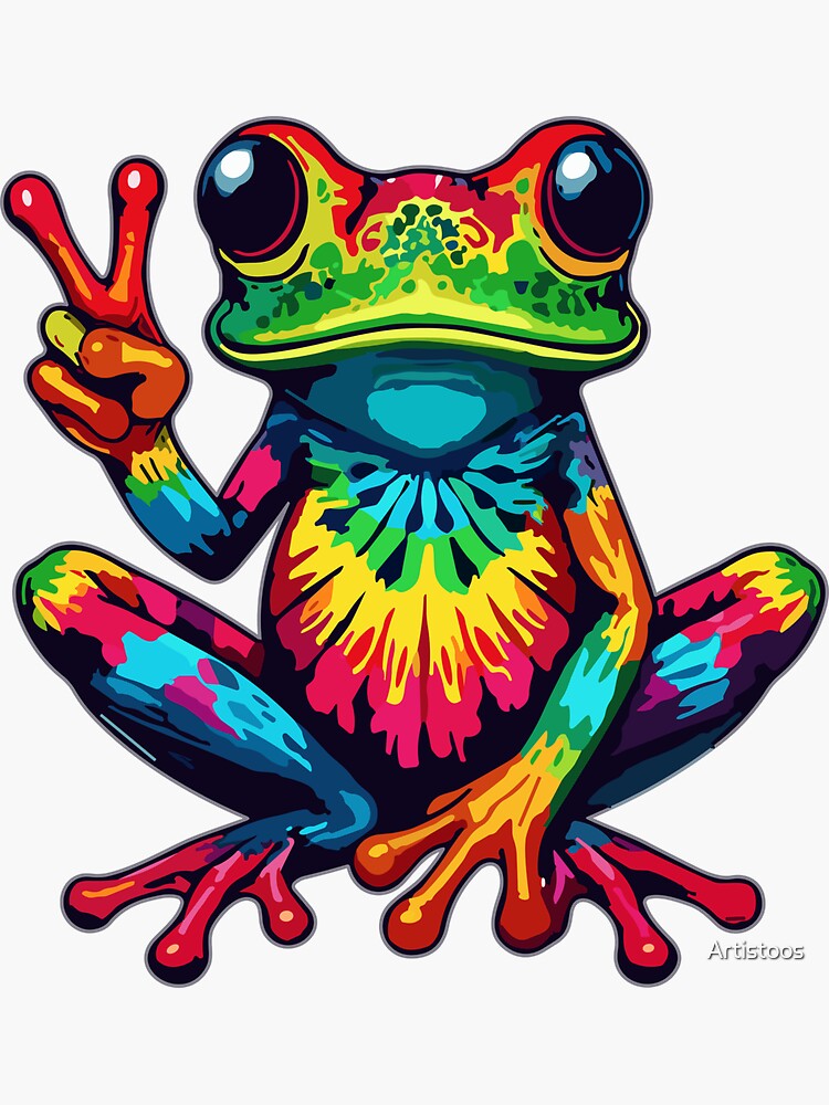 T-shirt Peace Frogs Gildan Violet Hippie Tie-dye - Taille L, Y2K