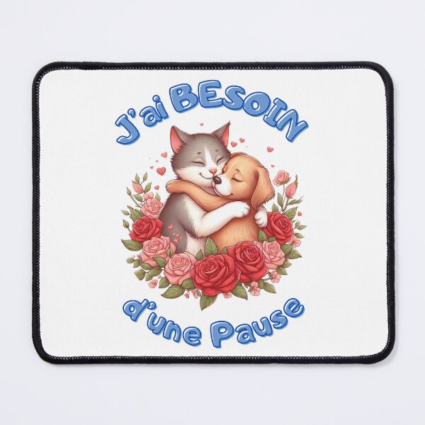 Item preview, J'ai besoin d'une pause _ calin chien et chat designed and sold by Krea-kassandra.