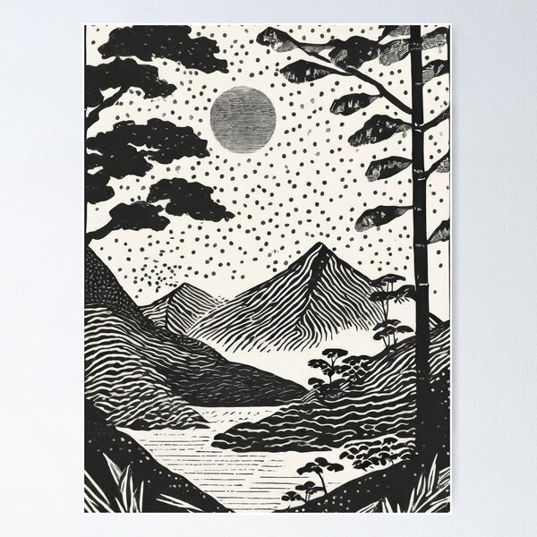 Item preview, Tranquil Calligraphy Landscape designed and sold by nzme.
