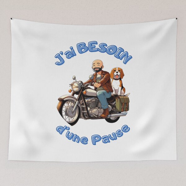 Item preview, J'ai besoin d'une pause _ motard avec Beagle designed and sold by Krea-kassandra.