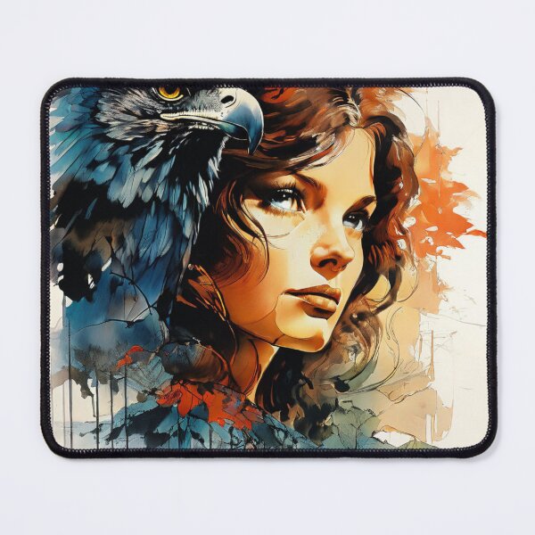 Item preview, WOMAN - EAGLE, Enchanting Fusion: A Vintage Tale of Dual Realms and Intricate Details designed and sold by Colorful-Garden.