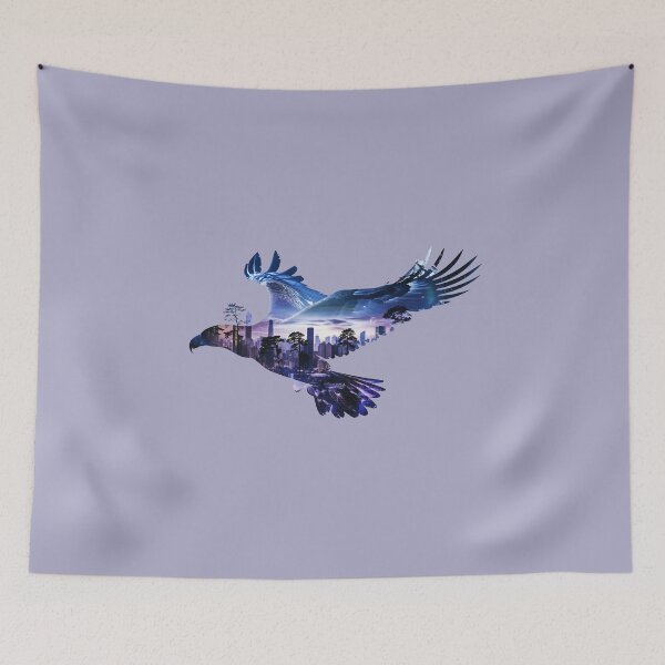 Item preview, Flying eagle and night city double exposure designed and sold by AnnArtshock.