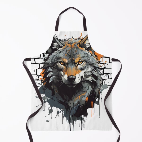 Item preview, watercolor wolf head with orange splash designed and sold by yuki-hana.