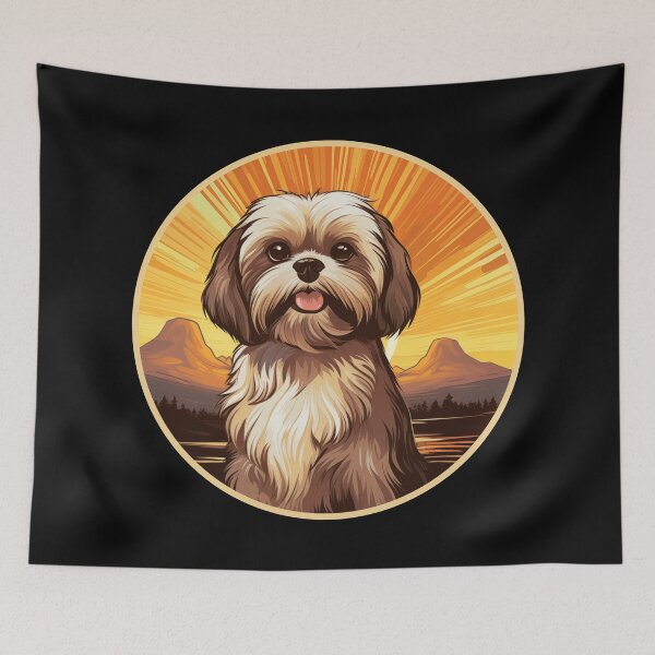 Item preview, Lhasa Apso Retro Sunset designed and sold by AussieWonders.