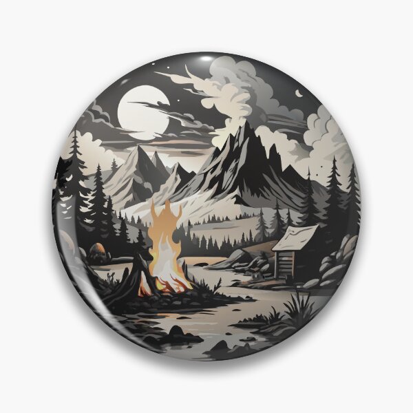 Item preview, Tranquil Night Campfire: Artwork of Mountain Retreat under Full Moon designed and sold by BNCH44.
