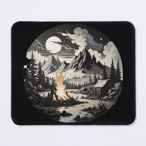 Item preview, Tranquil Night Campfire: Artwork of Mountain Retreat under Full Moon designed and sold by BNCH44.