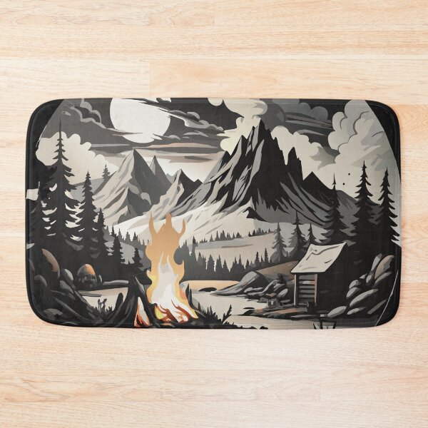 Item preview, Tranquil Night Campfire: Artwork of Mountain Retreat under Full Moon designed and sold by BNCH44.