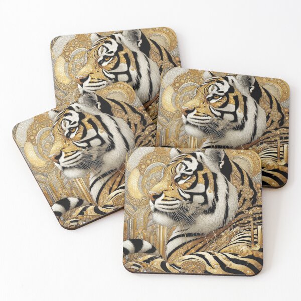 Item preview, Regal Steampunk Tiger Art Print | Ornate Golden Jungle Cat Illustration designed and sold by Suzana Djordjevic.