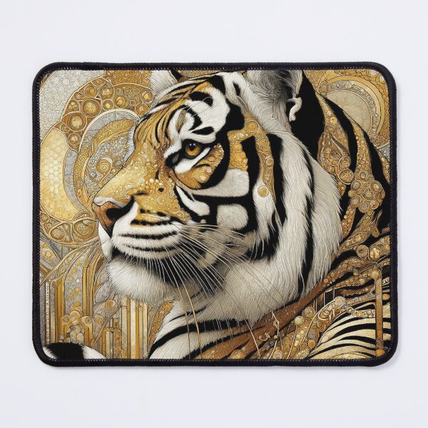 Item preview, Regal Steampunk Tiger Art Print | Ornate Golden Jungle Cat Illustration designed and sold by Suzana Djordjevic.