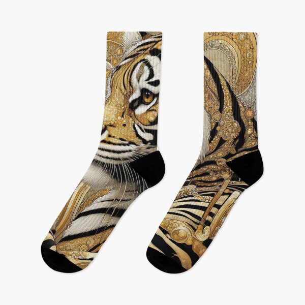 Item preview, Regal Steampunk Tiger Art Print | Ornate Golden Jungle Cat Illustration designed and sold by Suzana Djordjevic.