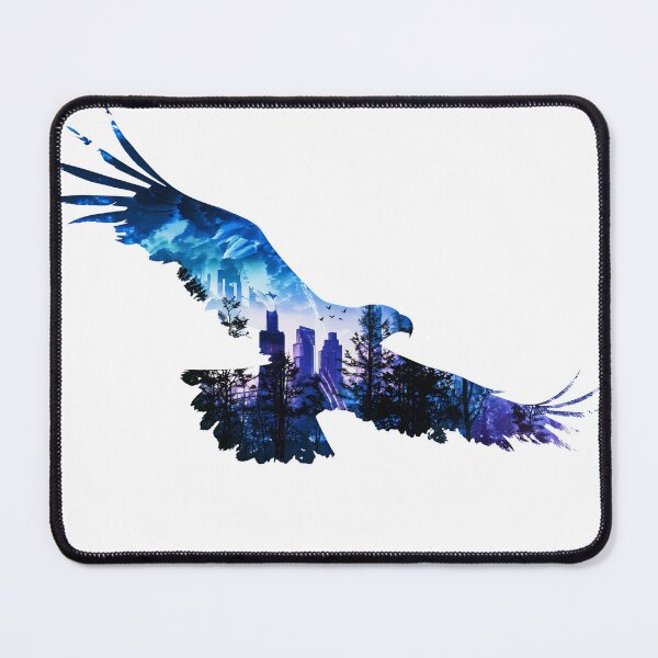 Item preview, Eagle flying and city at dusk designed and sold by AnnArtshock.