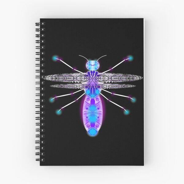 Item preview, flying robot glowing insect - purpleblue and white mostly black background designed and sold by M-Lorentsson.