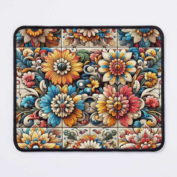 Item preview, Glazed Tile Flowers designed and sold by The Digital Compass.